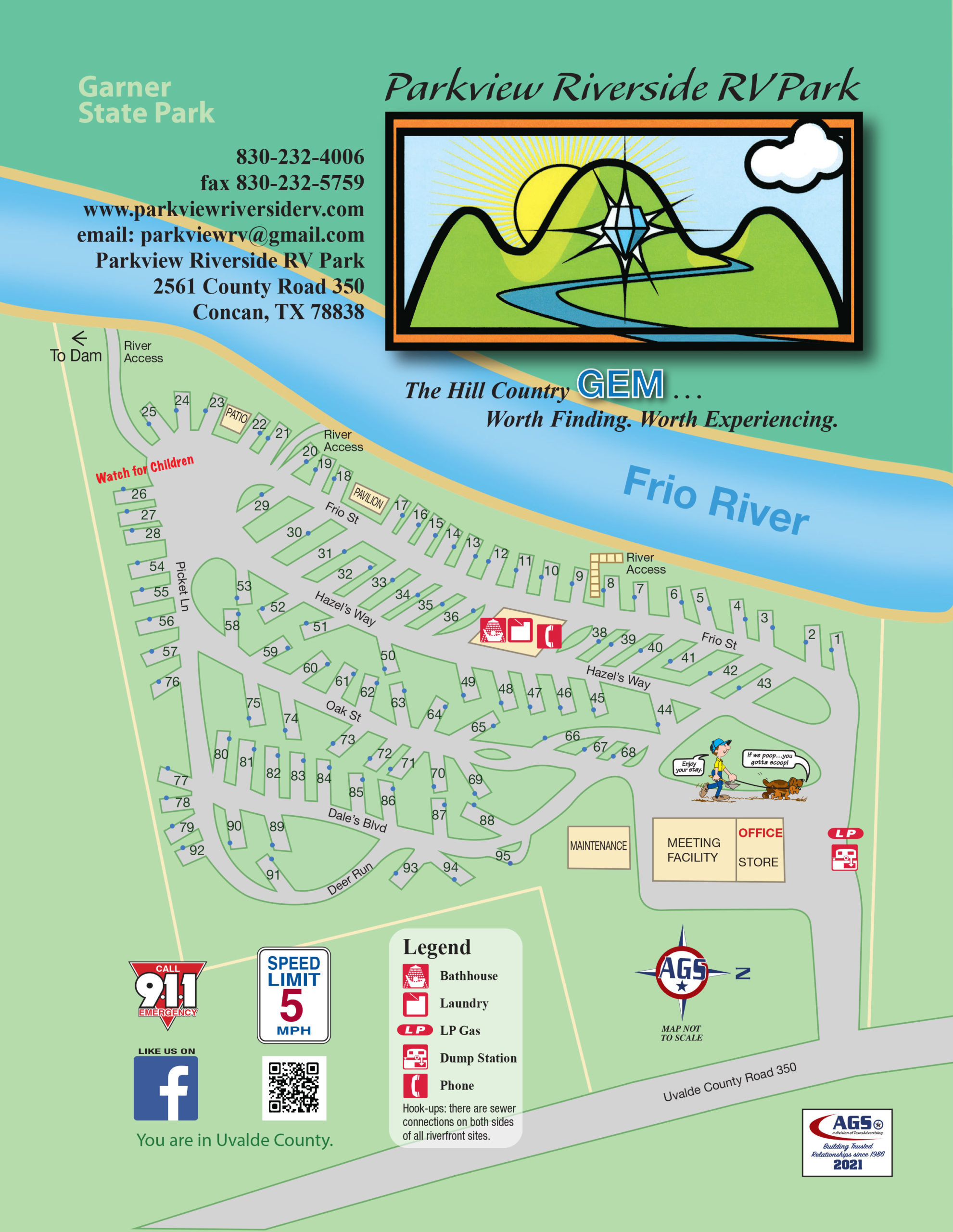 Parkview Riverside RV Park Sitemap